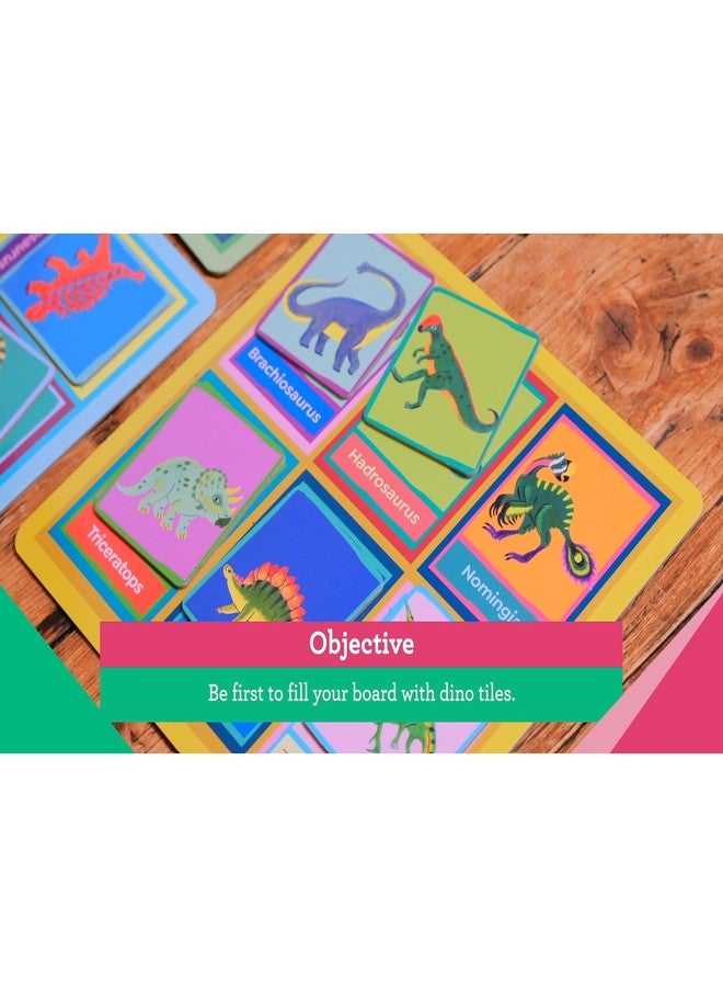 eeBoo: Dinosaur Bingo - Prehistoric Theme Classic Matching Board Game, Colorful Illustration Card Tiles, Learn Dinosaur Names, Kids 5+, 2-6 Players - Image 5